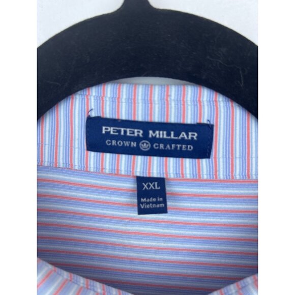 Peter Millar Crown Crafted Polo Shirt Men's Size XXL Striped Performance - Picture 3 of 10